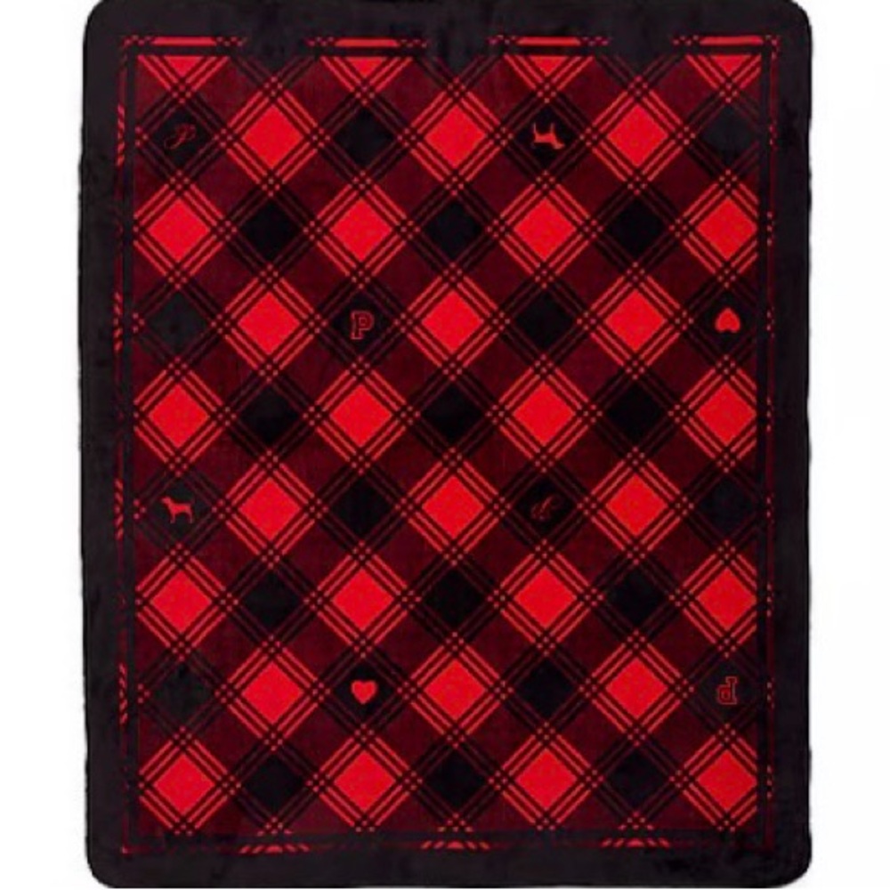 NEW! Victoria's Secret Red and Black Cozy Blanket